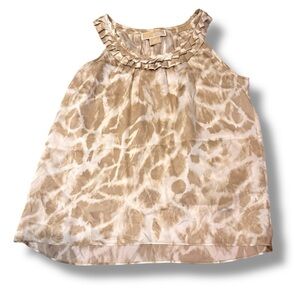 Michael Kors 100% cami tank top blouse sz 4 sleeveless tan white